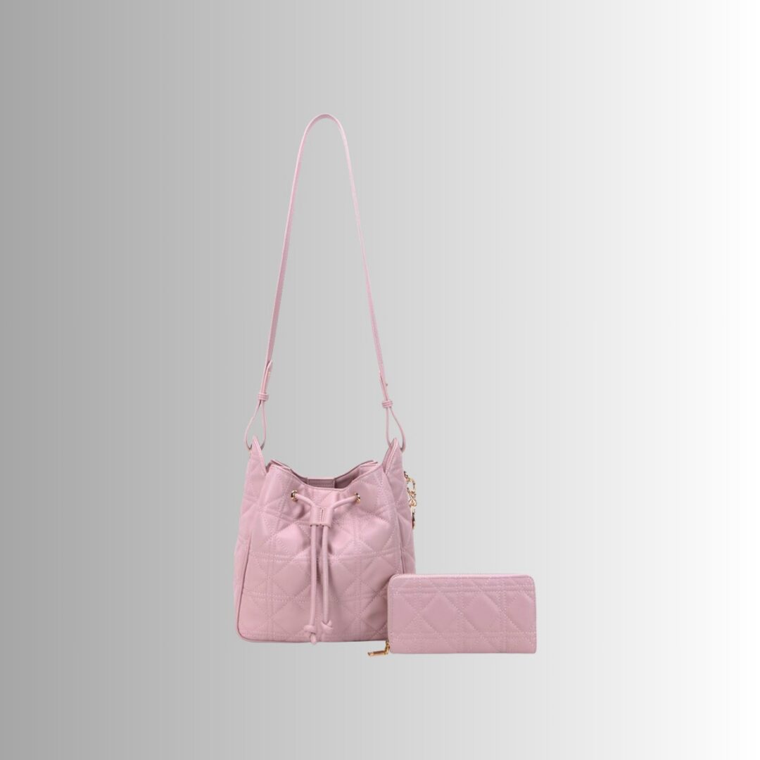 Quilted Bucket Bag with Wallet - Image 2