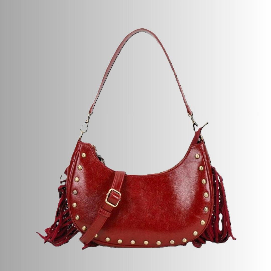 Studded Fringe Shoulder Bag