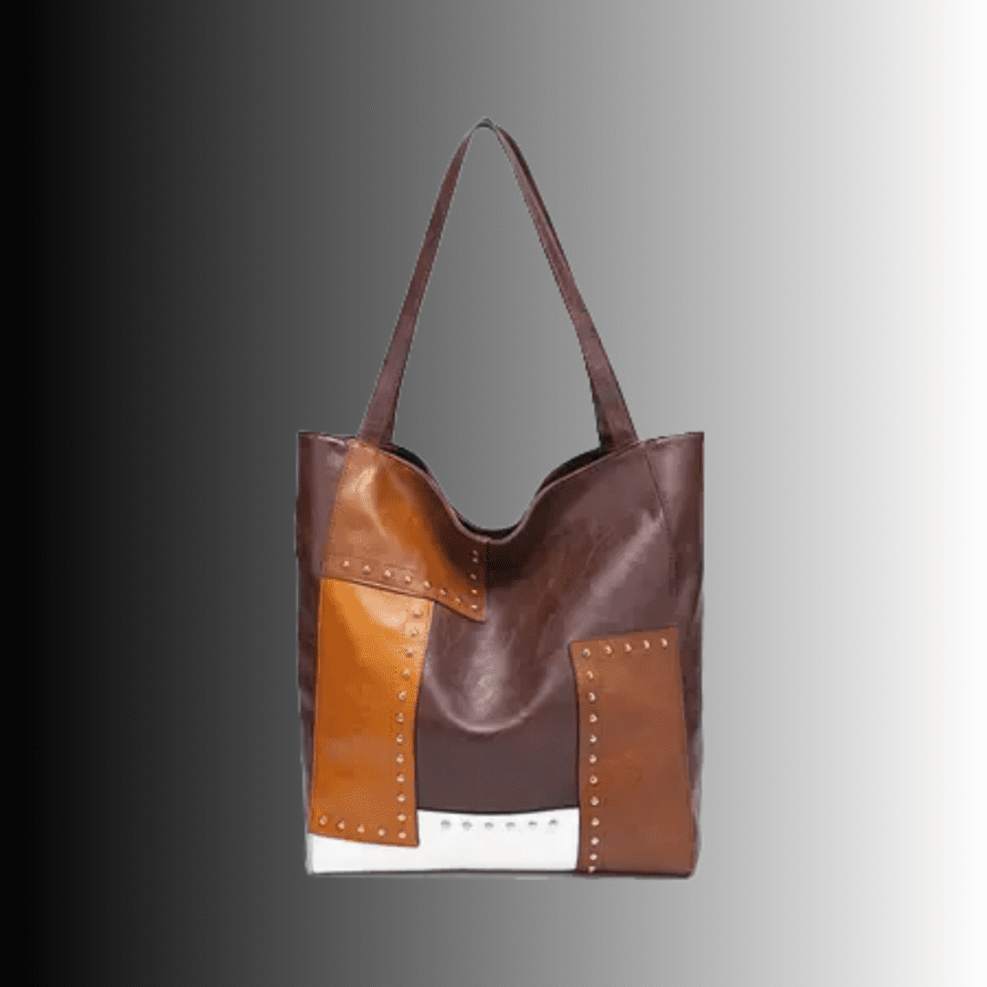 Contrast Leather Tote Bag
