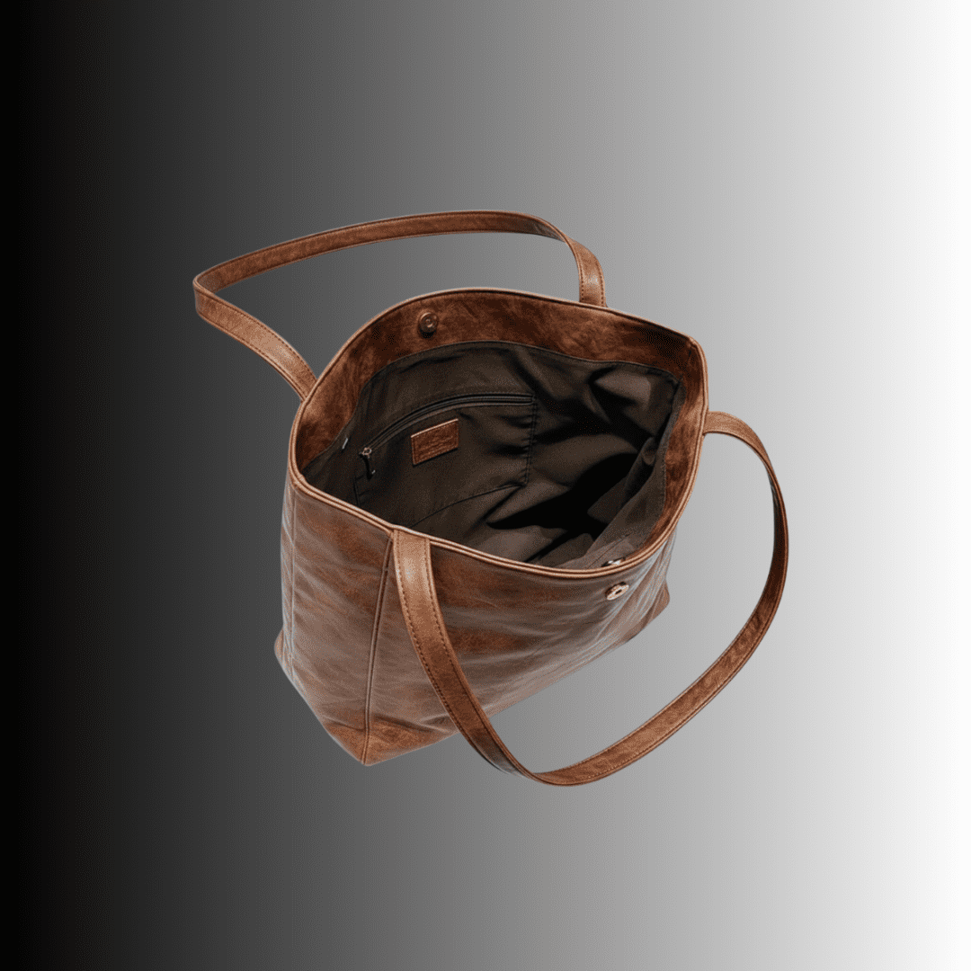 Contrast Leather Tote Bag - Image 3